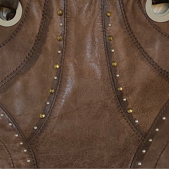 Fossil Brown Leather Shoulder Purse Rhinestones - Picture 10 of 12